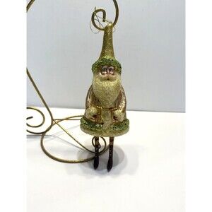 Vintage Melrose International Glass Santa Claus Christmas Ornament Glittered